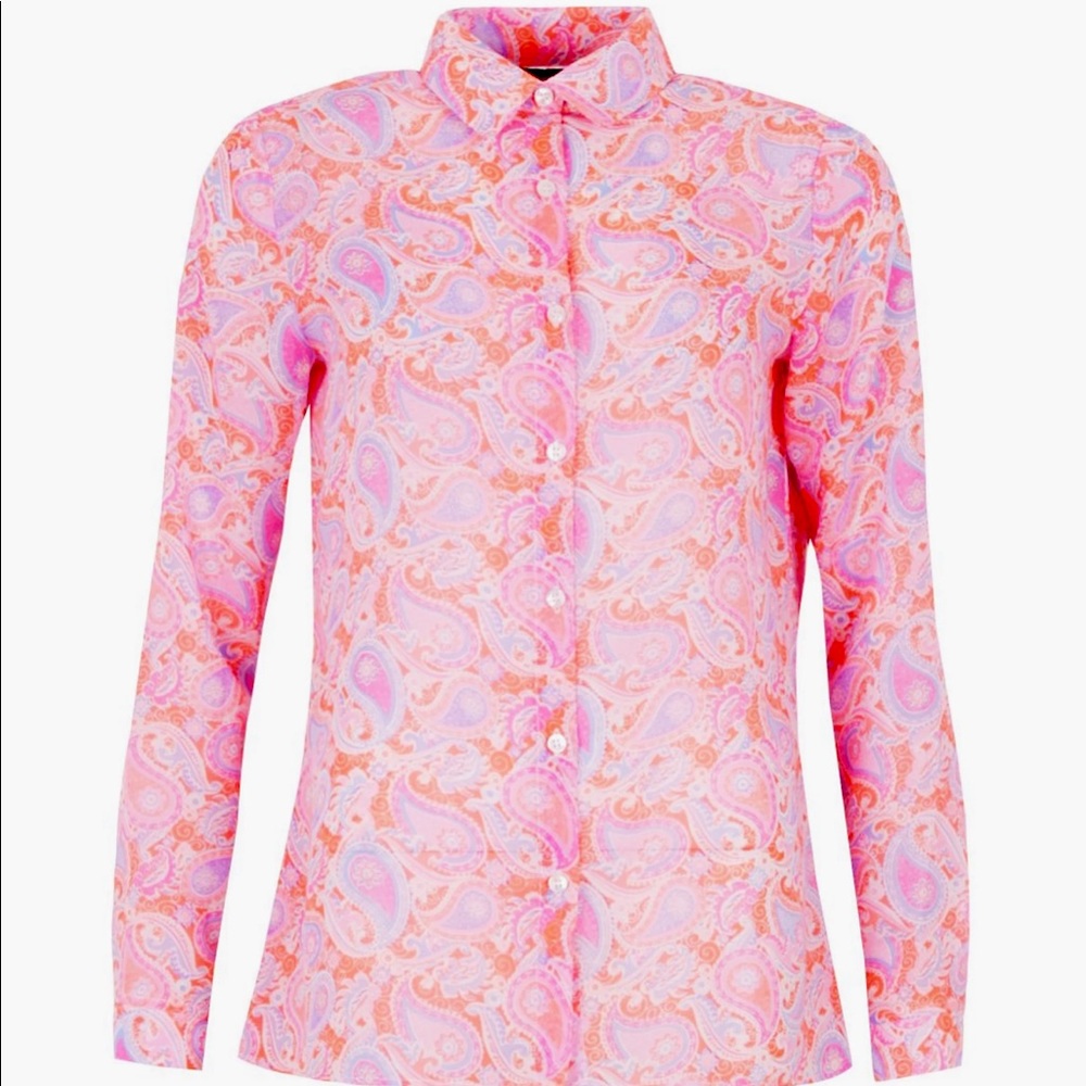 neon paisley print button up